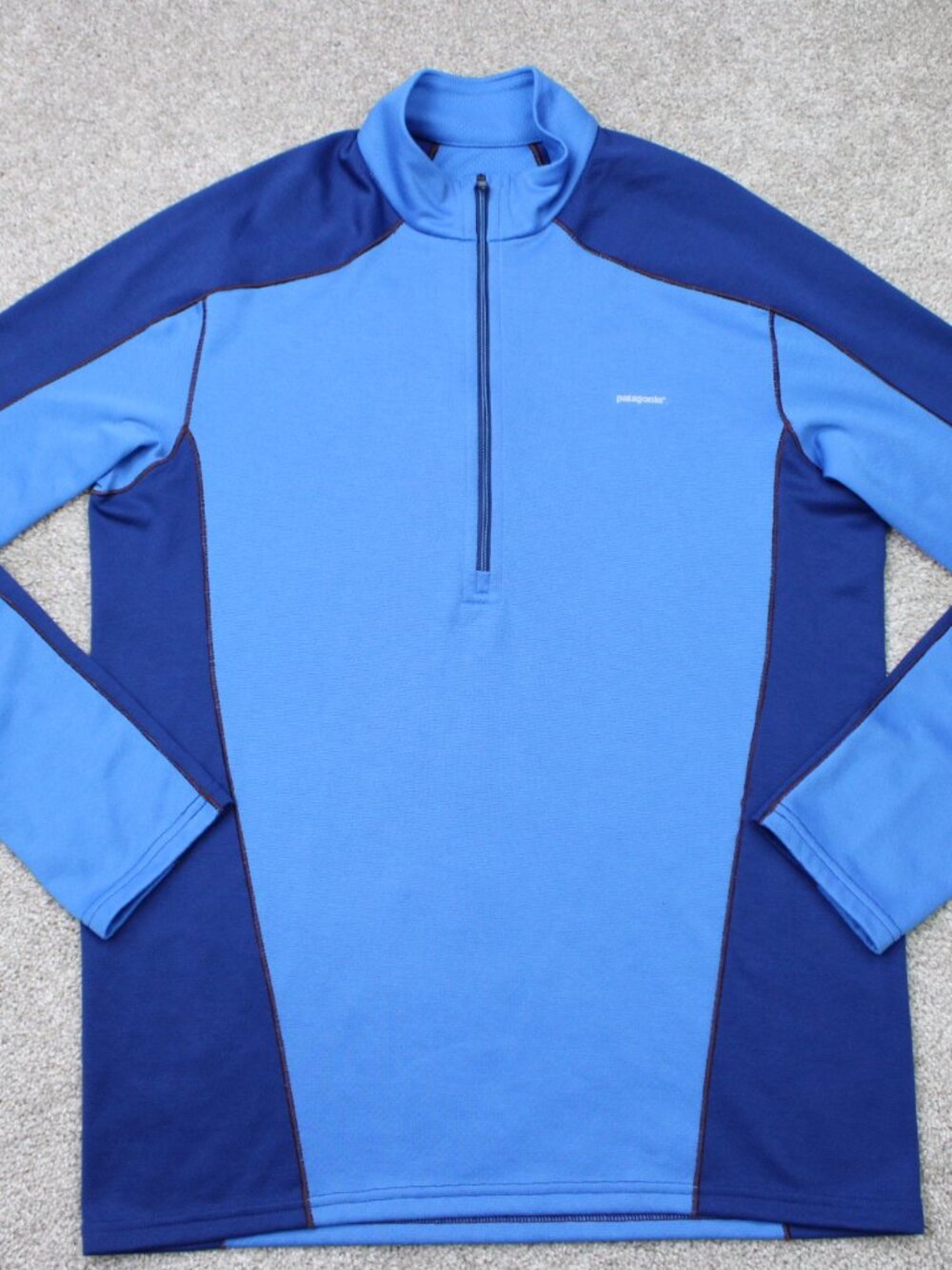 Patagonia Sweatshirt Mens Medium Blue Capilene 3 Midweight 1/4 Zip Long Sleeve